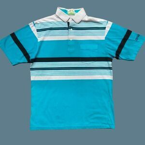 Divots Sport Vintage Teal Black Golf Delta Open Polo Shirt Men's Size Large